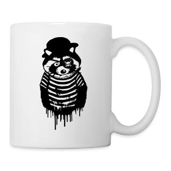 raton laveur, noir et blanc, gris, pirate - Mug blanc - blanc - Droite