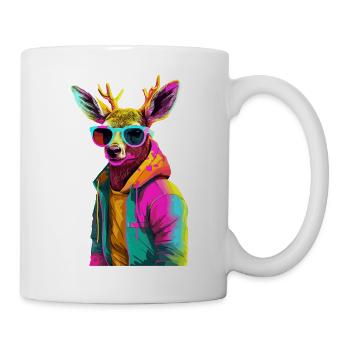 Deer with Sunglasses Colorful Cool Deer Forest Animal - Mug - white - Right