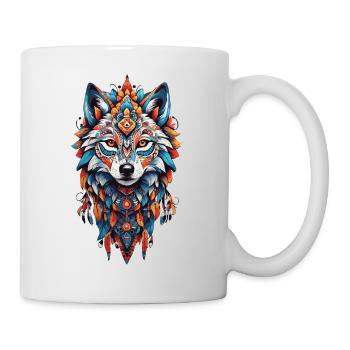 spirituel du loup Mandala et plumes indiennes - Mug blanc - blanc - Droite