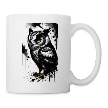 Mystische Eule der Nacht - Einzigartiges Tierdesig - Tasse - Weiß - Rechts