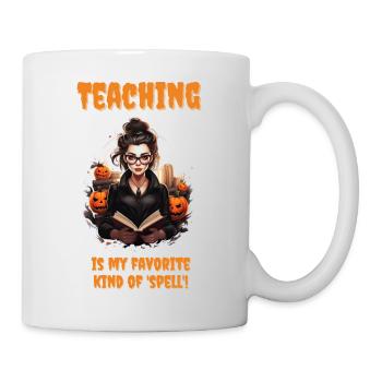 Lehrerinnen Halloween Shirt Hexen Spruch Schule - Tasse - Weiß - Rechts