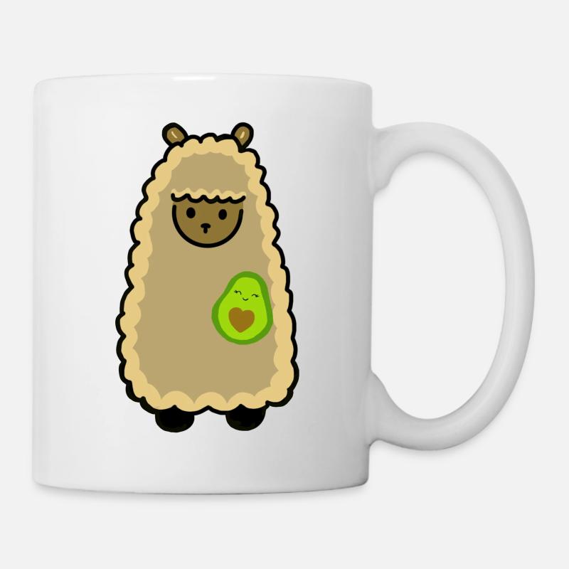Lama mit Avocado, Llama with avocado - Tasse - Weiß