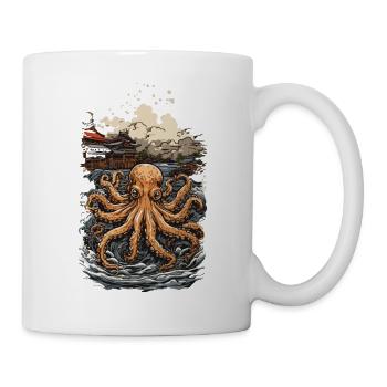 Ukiyo-E Style Octopus Retro Kraken Art Design - Mug - white - Right
