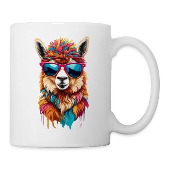 Cool llama with funny sunglasses - Mug - white - Right