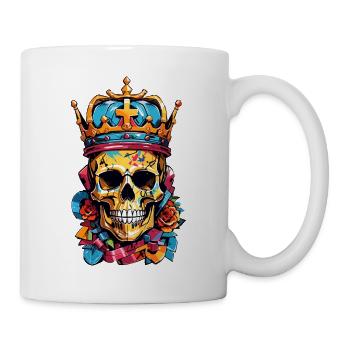 Totenkopf mit Krone - Tasse - Weiß - Rechts