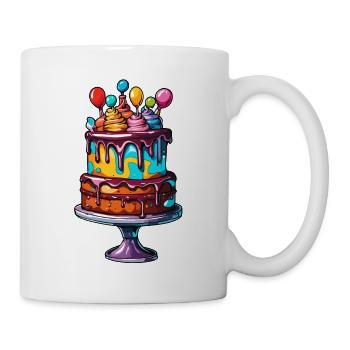 Geburtstagstorte / Kuchen / Happy Birthday / Torte - Tasse - Weiß - Rechts