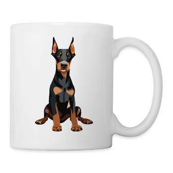 Dobermann Sitzend Hund - Tasse - Weiß - Rechts