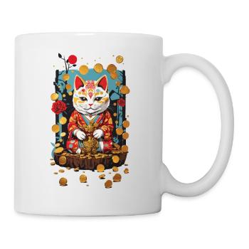Chat porte-bonheur japonais design de chat esthétique - Mug blanc - blanc - Droite