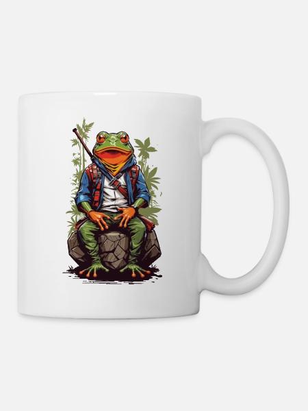 Retro Anime Frog Character Japan Art Style - Mug - white