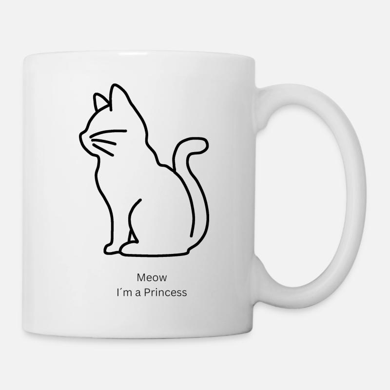 chat mignon avec le dicton : « Miaou, je suis une princesse » - Mug blanc - blanc