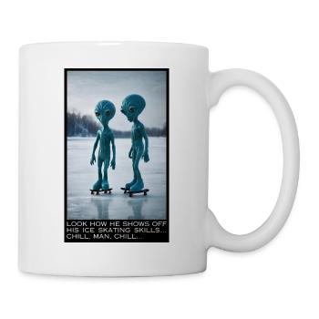Aliens beim Eislaufen - Tasse - Weiß - Rechts