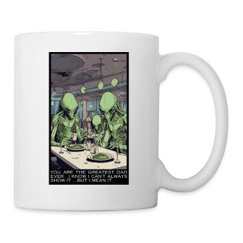 Aliens Vatertag Abendessen - Tasse - Weiß - Rechts