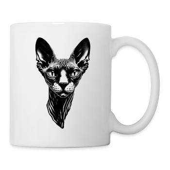 Katzengesicht: Übel grinsend - Tasse - Weiß - Rechts