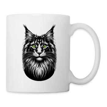 Struwwelliges Katze | Stubbeliges Katzengesicht - Tasse - Weiß - Rechts