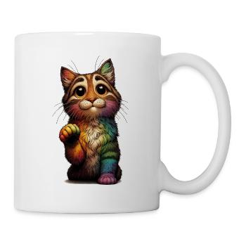 Bettelnder Regenbogen Kater - Tasse - Weiß - Rechts