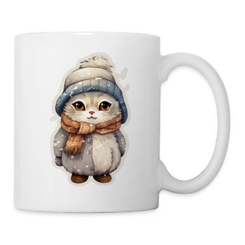niedliche Katze im Winter - Tasse - Weiß - Rechts