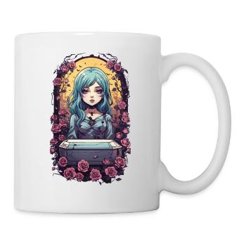 Gothic Anime Kawaii Girl with Roses Victorian - Mug - white - Right