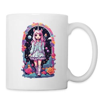 Gothic Kawaii Chibi Unicorn Anime eGirl Style - Mug - white - Right