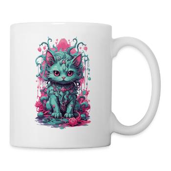 Gothic Pastell Katze Halloween Dämon Kätzchen - Tasse - Weiß - Rechts