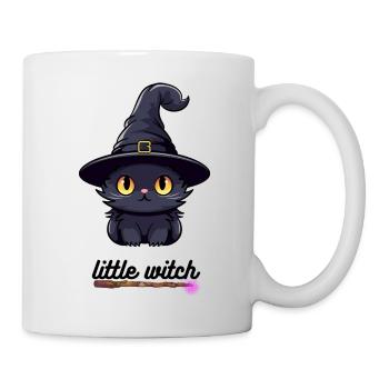 petite sorcière chat sorcière sorcière avec chapeau - Mug blanc - blanc - Droite