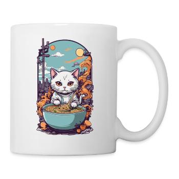 Kawaii Katze Liebt Japanische Ramen Nudelsuppe - Tasse - Weiß - Rechts