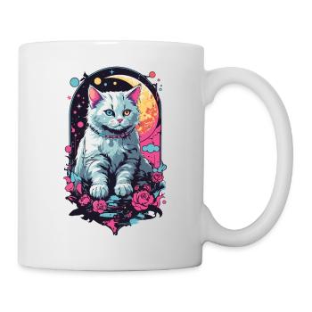 Chat de nuit en Pastel Goth, Design esthétique - Mug blanc - blanc - Droite