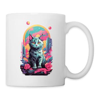 Magische Pastell Goth Katze mit Rosen Design - Tasse - Weiß - Rechts