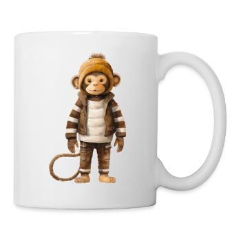 Cheeky Monkey Verspieltes T-Shirt - Tasse - Weiß - Rechts