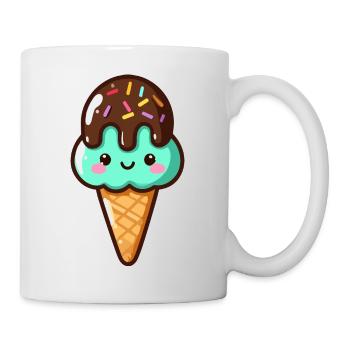 Süßes Pistazien-Schoko-Eis - Tasse - Weiß - Rechts