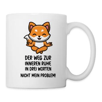 Ein süßer kleiner Fuchs meditiert lustige Füchse - Tasse - Weiß - Rechts