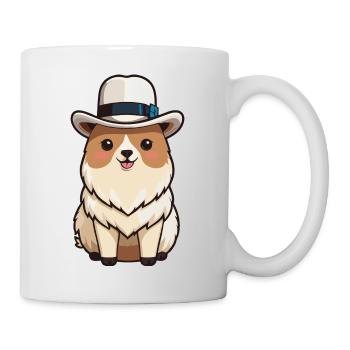 Niedliches Baby-Alpaka mit Hut - Tasse - Weiß - Rechts