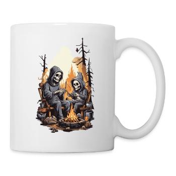 Kinder Halloween Grusel Lagerfeuer Skelette - Tasse - Weiß - Rechts