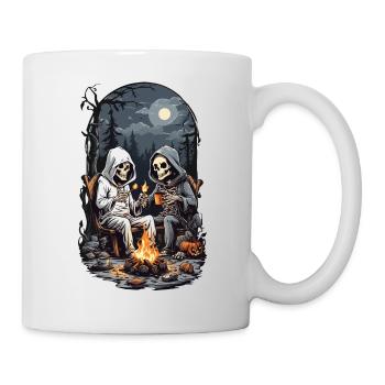 Halloween Camping Skelett Lagerfeuer Design - Tasse - Weiß - Rechts