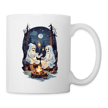 Funny Halloween Ghosts Grilling Campfire - Mug - white - Right
