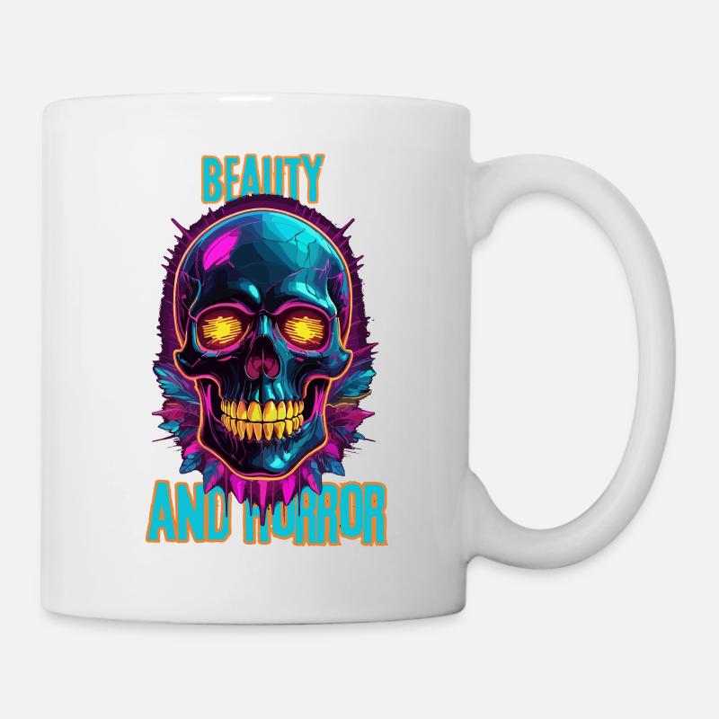 Bunter Totenkopf mit Federn - Tasse - Weiß