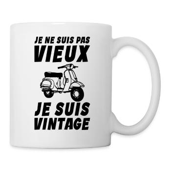 Je ne suis pas vieux - Je suis vintage - Mobylette - Mug blanc - blanc - Droite