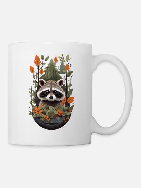 Süßer Waschbär Natur Tier Design für Kinder - Tasse - Weiß