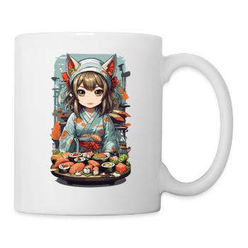 Kawaii Anime Sushi Meisterin mit Katzenohren - Tasse - Weiß - Rechts