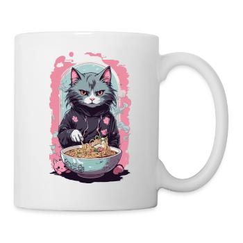 Anime Ramen Katze Japanische Nudelsuppen Kunst - Tasse - Weiß - Rechts