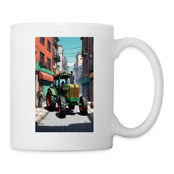 Traktor auf Bauernprotest - Tasse - Weiß - Rechts