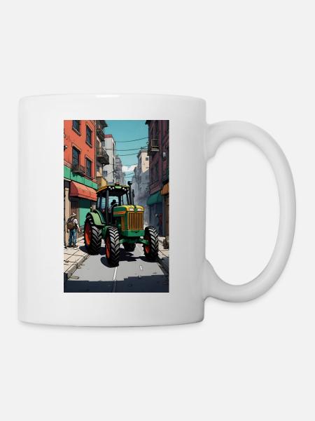 Traktor auf Bauernprotest - Tasse - Weiß