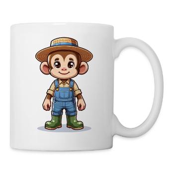 Cute Monkey Farmer - Tasse - Weiß - Rechts