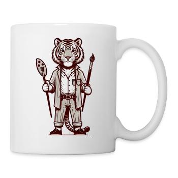 Cute Tiger Artist - Tasse - Weiß - Rechts