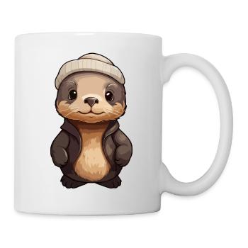 Otter with hat - Comic Otter - Mug - white - Right