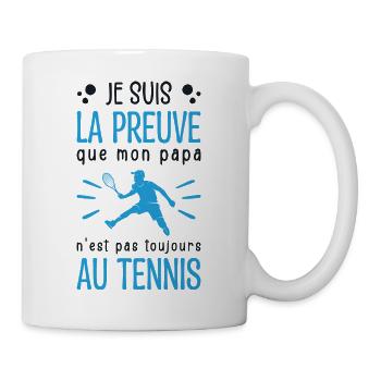 Preuve que mon papa tennis, Humour tennis - Mug blanc - blanc - Droite