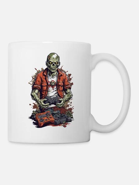 Zombie Gamer Retro Halloween Gaming Fun - Tasse - Weiß
