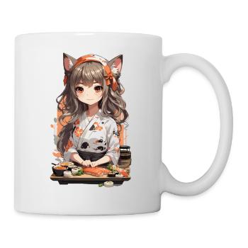 Kawaii Sushi Master Anime Girl Design - Mug blanc - blanc - Droite