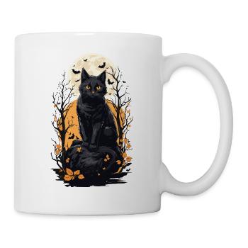 Halloween Cat Full Moon Aesthetic Design - Mug - white - Right