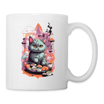 Kawaii Katze Sushi Pastell Liebhaber Japan Style - Tasse - Weiß - Rechts