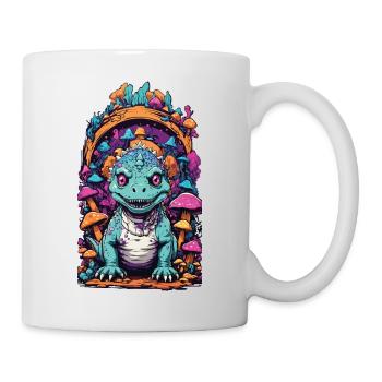 Psychedelic Mushrooms with Dinosaur Fantasy World - Mug - white - Right